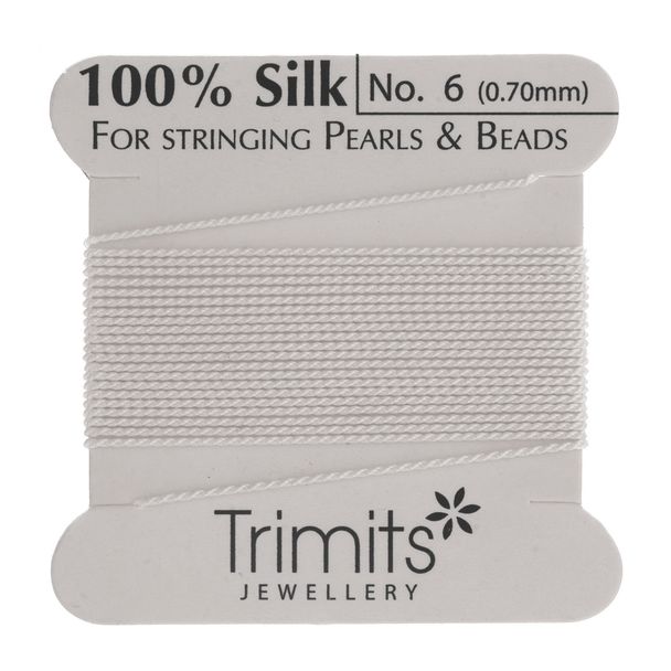 100% Silk Beading Thread with Needle | 2 Metres | Trimits | 
Size: No. 6 (0.70mm)