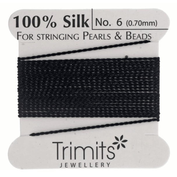 100% Silk Beading Thread with Needle | 2 Metres | Trimits | 
Size: No. 6 (0.70mm)