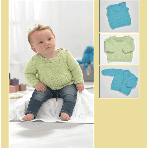 Childrens Sweater, Slipover and Cardigan Knitting Patterns | 12 ins - 20 ins |premature Peter Pan Dk PP024