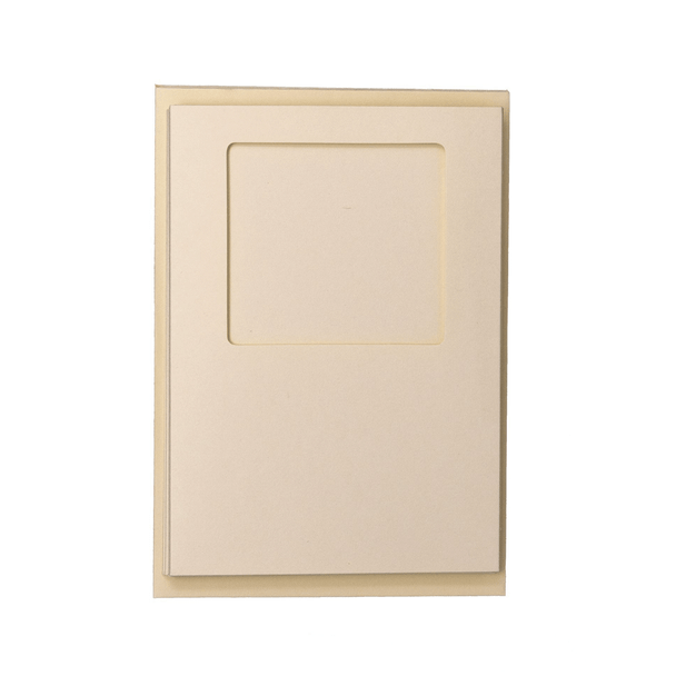 Tri-Fold, A6 Cards with Square Aperture | Pack of 5 | Habico | Various Colours | Ivory