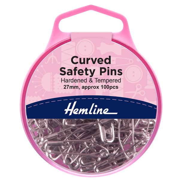 27mm Nickel Plated, Steel Curved Safety Pins | Approx 100pcs | Hemline
