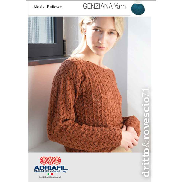 Alaska Pullover/Top Knitting Pattern, Adriafil Genziana 4 Ply | Digital Download