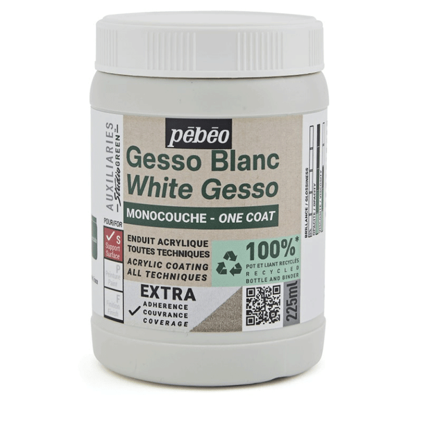 Pebeo Auxiliaries Studio Green Range | Mediums | One Coat White Gesso 225ml