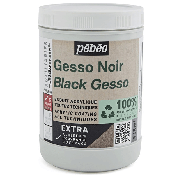 Pebeo Auxiliaries Studio Green Range | Mediums | Black Gesso 945ml