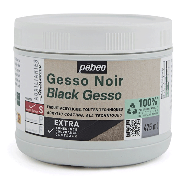 Pebeo Auxiliaries Studio Green Range | Mediums | Black Gesso 475ml