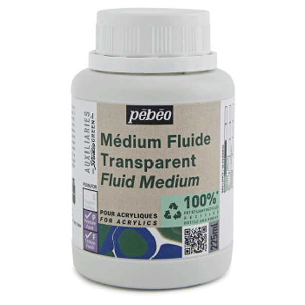 Pebeo Auxiliaries Studio Green Range | Mediums | Transparent Fluid Medium 225ml