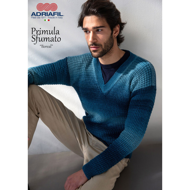 Boreal Pullover Knitting Pattern, Adriafil Primula Sfumato DK | Digital Download