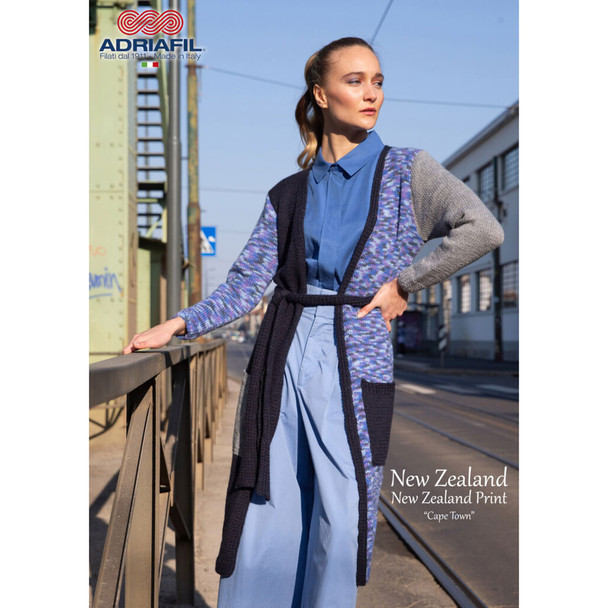 Cape Town Duster Cardigan Knitting Pattern, Adriafil New Zealand and New Zealand Print Aran | Digital Download