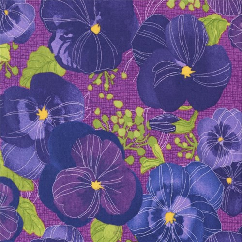 Pansys Posies | Robin Pickens | Moda Fabrics | 48720-14 | Large Pansy Floral, Plum