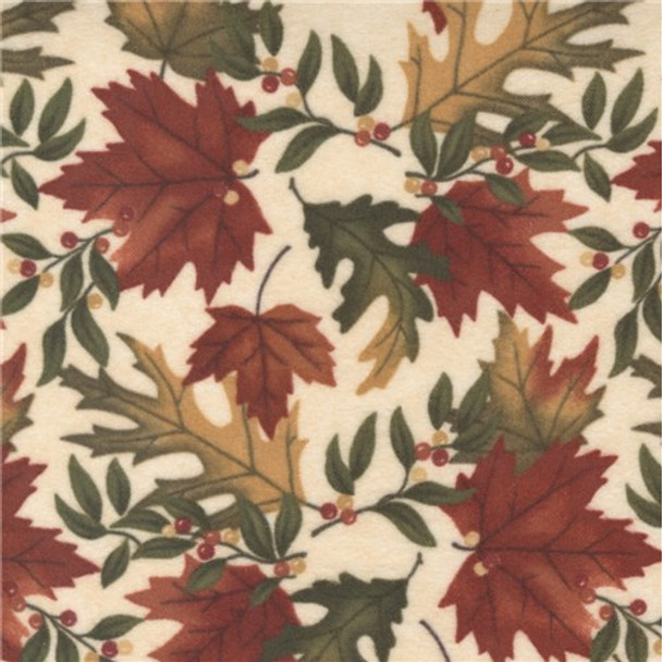 Fall Melody Flannel | Holly Taylor | Moda Fabrics | 6901-11F | Natural Leaf, Cream