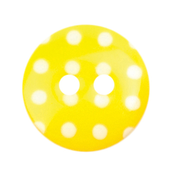  Plastic Polka Dot Button | 15mm | Lemon/White | ABC Buttons (BF\8604)