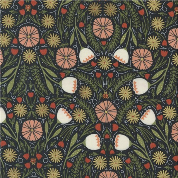 Meadowmere | Gingiber | Moda Fabrics | 48361-34M | Moody Florals, Night Metallic