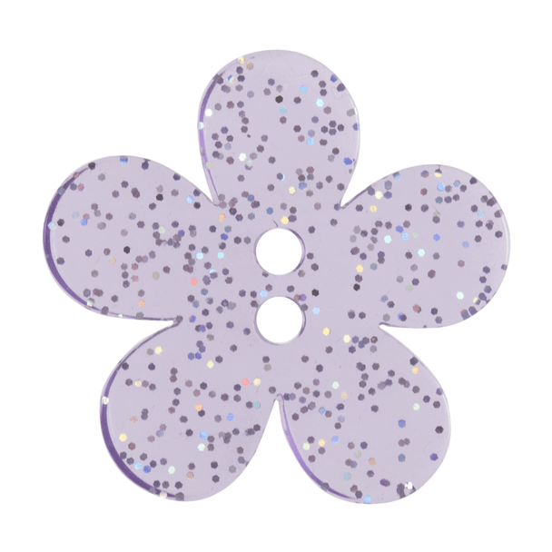32 mm Glitter Flower Buttons |Lilac | Trimits