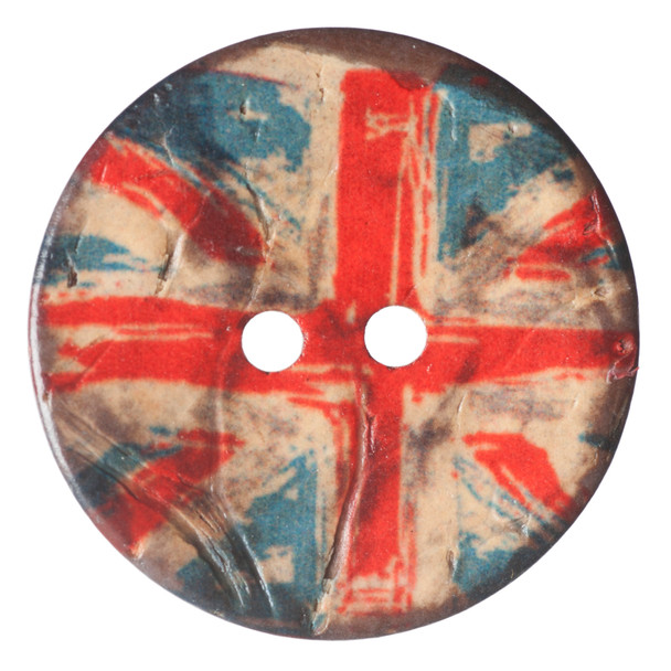 Union Jack Coconut Buttons | 25 mm / 40 lignes | ABC Buttons (A2368)

