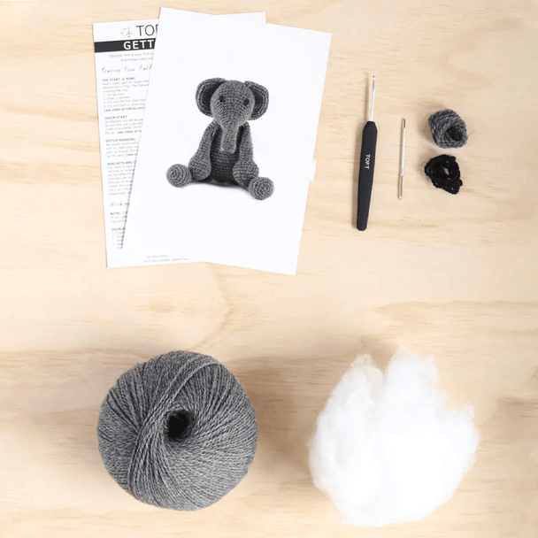 Toft Amigurumi Mini Crochet Kits | Edward's Menagerie Animals | Kerry Lord | Bridget The Mini Elephant - Level 1 (Complete Beginner) (NEW Box Packaging)