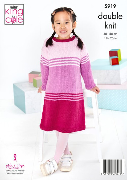 Baby / Childs Hat, Sweater & Dress Pattern | 6 months - 7/ 8 years | King Cole 5919 (king-patt-5919)