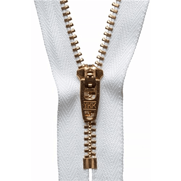 Brass Jeans Zip | 10cm / 4" | White