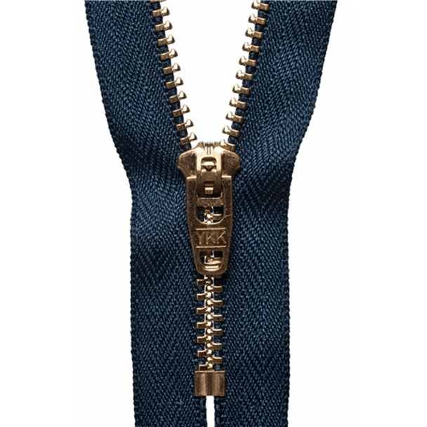 Brass Jeans Zip | 10cm / 4" | Dark Navy