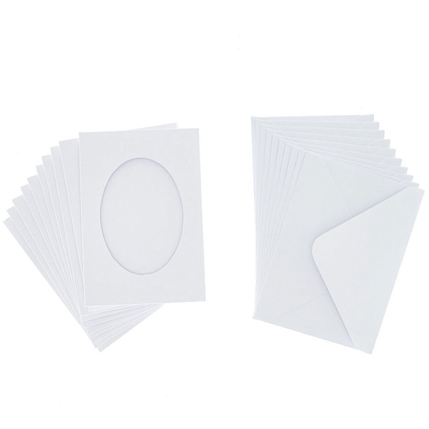 Mini Double-Fold, Oval Aperture Cards | 74 x 105mm | 10pk | Peak Dale | - White