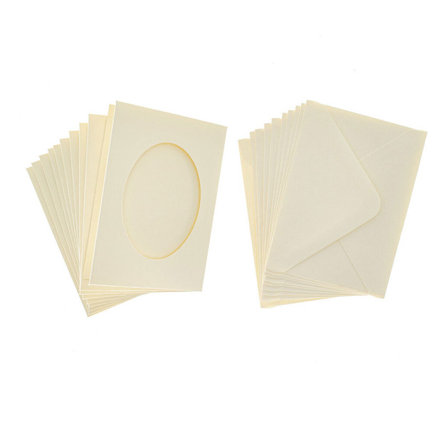 Mini Double-Fold, Oval Aperture Cards | 74 x 105mm | 10pk | Peak Dale | - Cream