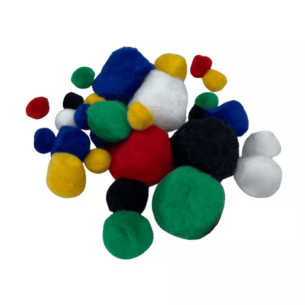 Assorted Sized and Coloured Pompoms | 30pcs | Craft Planet