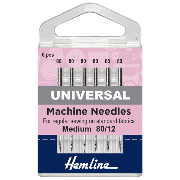 Hemline Fine Universal Machine Needles | 6 Pack | Medium 80/12