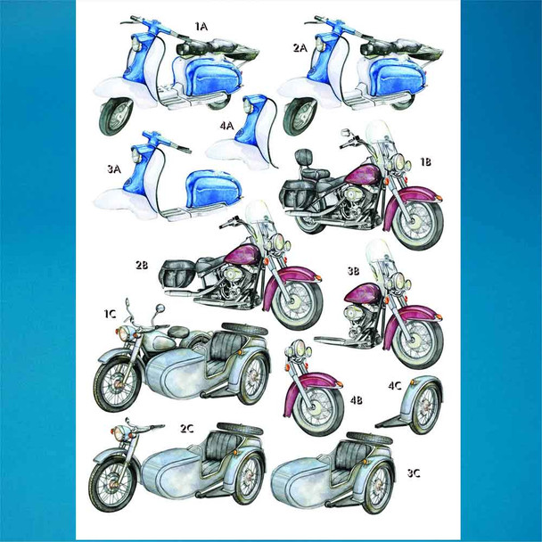 Motorbikes and Mopeds | Die-Cut Decoupage Sheets | Craft UK