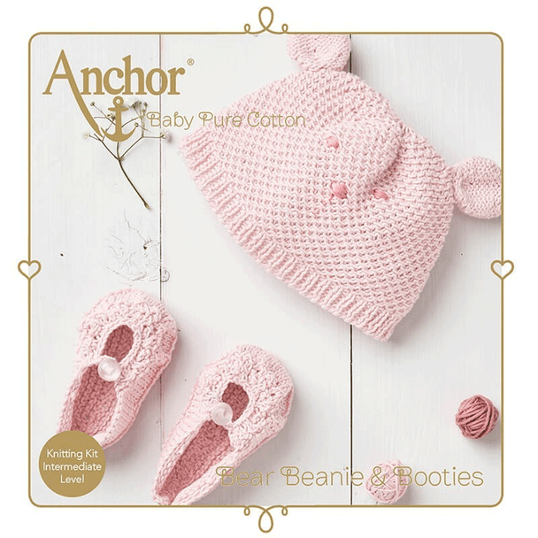 Anchor Baby Pure Cotton | Bear Beanie & Booties Set | A28B001-09070 - Pink