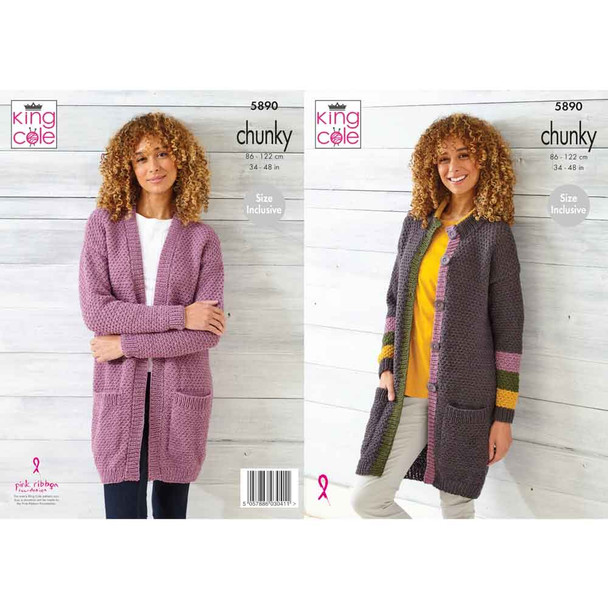 Ladies Cardigans and Coats Knitting Pattern | King Cole Wildwood Chunky 5890 | Digital Download - Main Image