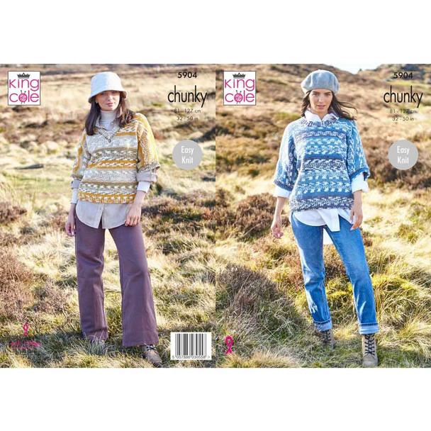Ladies Sweaters Knitting Pattern | King Cole Nordic Chunky 5904 | Digital Download - Main Image