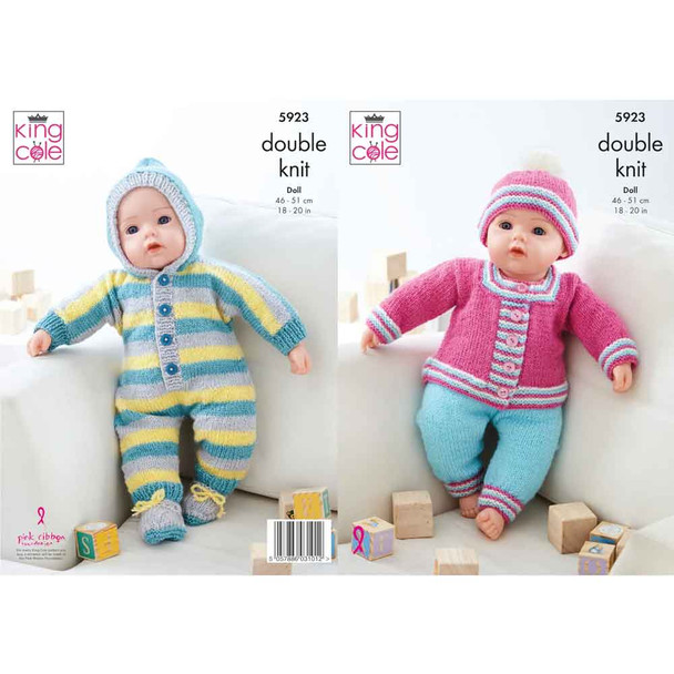 Dolls Clothes Knitting Pattern | King Cole Pricewise DK 5923 | Digital Download  - Main Image