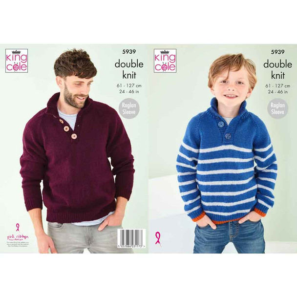 Mens and Boys Sweaters Knitting Pattern | King Cole Pricewise DK 5939 | Digital Download - Main Image