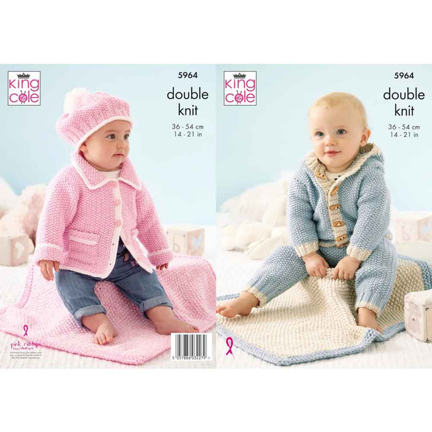 Baby Jackets, Hat, Leggings & Blanket Knitting Pattern | King Cole Cherished DK 5964 | Digital Download - Main Image