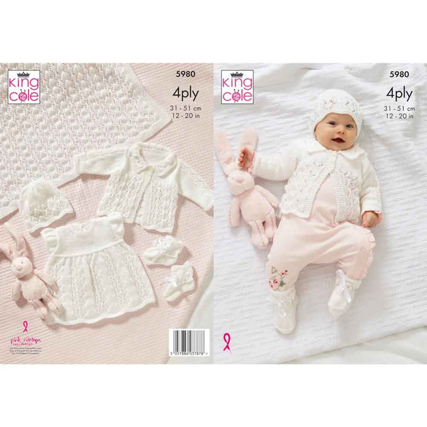 Baby Set Knitting Pattern | King Cole Cherished 4 Ply 5980 | Digital Download - Main Image