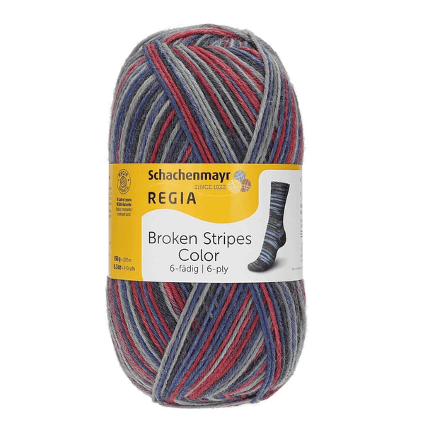 Regia Color 6 Ply Sock Knitting Yarn in 150g Ball | 01145 Broken Gray Stripes