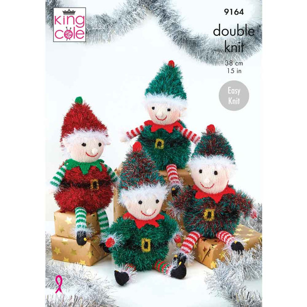 Playful Elves Knitting Pattern | King Cole Big Value DK and Tinsel Chunky 9164 | Digital Download - Main Image