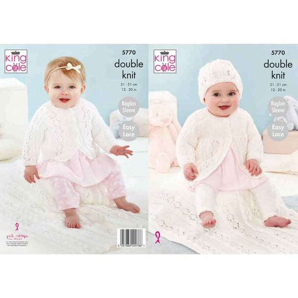 Baby Cardigan, Matinee Jacket, Hat and Blanket Knitting Pattern | King Cole Baby Safe DK 5770 | Digital Download - Main Image