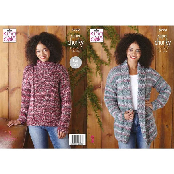 Ladies Jacket and Sweater Knitting Pattern | King Cole Christmas Super Chunky 5779 | Digital Download - Main Image