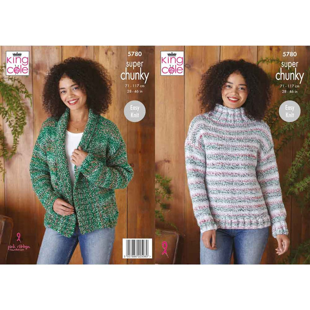 Ladies Cardigan and Sweater Knitting Pattern | King Cole Christmas Super Chunky 5780 | Digital Download  Main Image