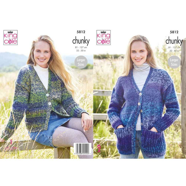 Ladies Cardigans Knitting Pattern | King Cole Autumn Chunky 5812 | Digital Download - Main Image