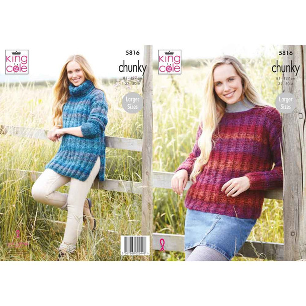 Ladies Sweater and Tunic Knitting Pattern | King Cole Autumn Chunky 5816 | Digital Download - Main Image