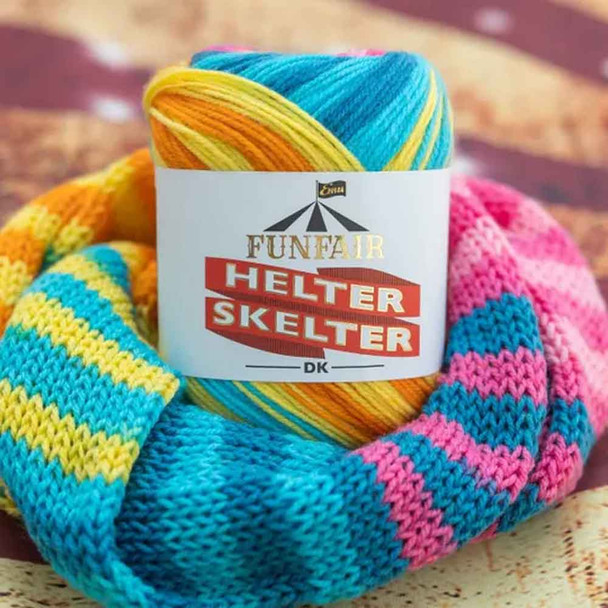 Emu Funfair Helter Skelter DK Knitting Yarn, 100g Balls | 001 Splash!