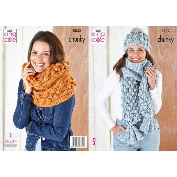 Ladies Apparel Accessories Knitting Pattern | King Cole Chunky Tweed 5832 | Digital Download - Main Image