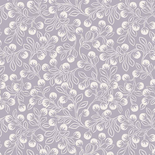 Secret Winter Garden Lewis & Irene Fabric | A658.3 Pearlescent Snowberries on Ice Lavender - Main Image