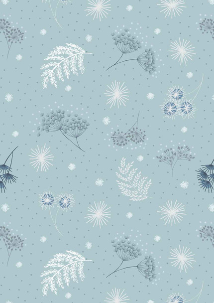 Pearlescent Frosted Garden on Mist Blue | A659.2 | Secret Winter Garden | Lewis & Irene