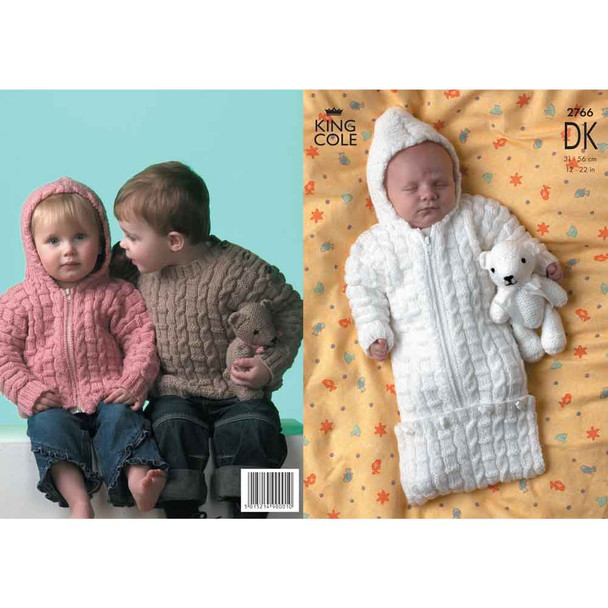 Baby Sweater, Jacket and Sleeping Bag Knitting Pattern | King Cole Big Value Baby DK 2766 | Digital Download - Main Image