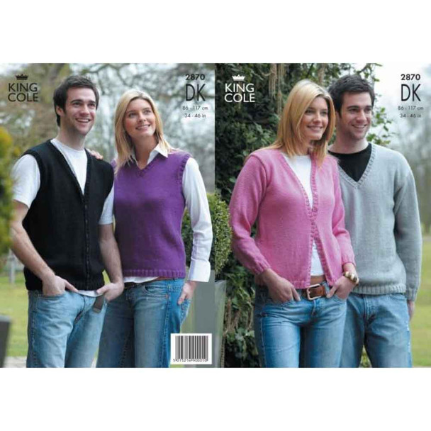 Adults Cardigan, Sweater and Sleeveless Tops Knitting Pattern | King Cole Merino Blend DK 2870 | Digital Download - Main Image