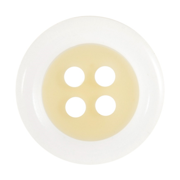 Buttons | Clear Rim | 4 Hole | 15mm | Light Yellow