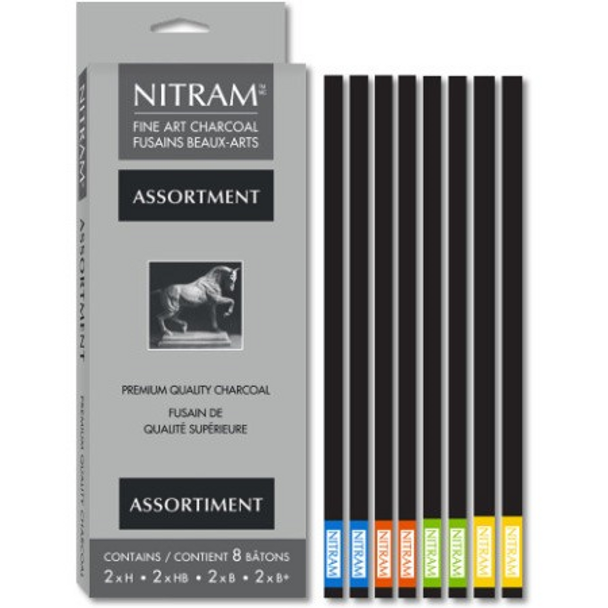 Nitram Fine Art Charcoal | Set of 8 Batons