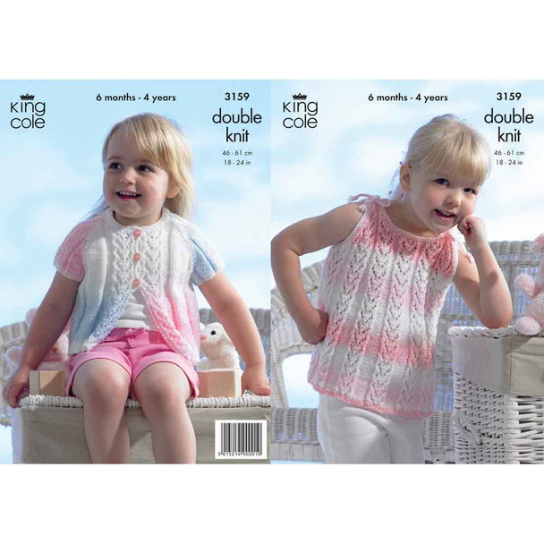 Girls Cardigan and Sun Top Knitting Pattern | King Cole Melody DK 3159 | Digital Download - Main Image